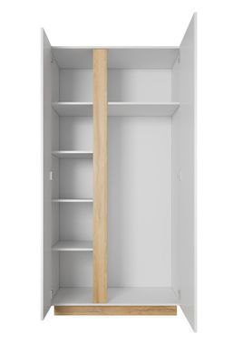 Шафа для одягу Perfect Home Арко / Arco 2-дверна 2D/96 Білий глянець/дуб грандсон фотографія