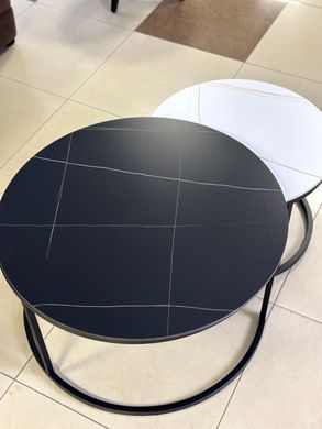 Журнальный столик FLORIDA B Intarsio 80x80 Черный Мат Белый Мат / Черный фотография