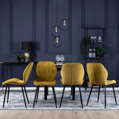 Стілець оксамитовий MEBEL ELITE LUCKY Velvet, Жовтий / Чорний фотографія