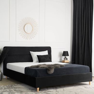 Ліжко оксамитове MEBEL ELITE BOND Velvet 160x200см Чорний фотографія