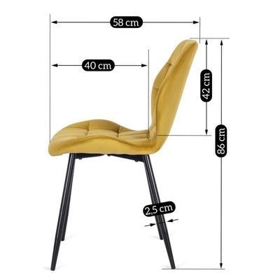 Стілець оксамитовий MEBEL ELITE LUCKY Velvet, Жовтий / Чорний фотографія