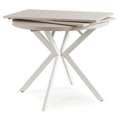 Стіл розкладний круглий MEBEL ELITE LUGO 90(190)х90 см Кашемір/білий фотографія