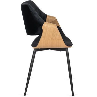 Стул бархатный MEBEL ELITE DAKOTA Velvet, Черный / Золотой дуб фотография