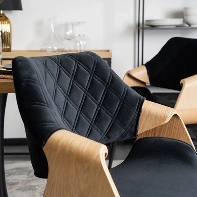 Стул бархатный MEBEL ELITE DAKOTA Velvet, Черный / Золотой дуб фотография