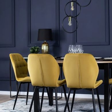 Стілець оксамитовий MEBEL ELITE LUCKY Velvet, Жовтий / Чорний фотографія