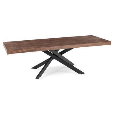 Комплект стіл MEBEL ELITE HAMPTON 160(240)х90 см, горіх/чорний та 4 кремових стільців AKITA фотографія