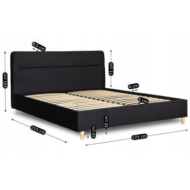 Ліжко оксамитове MEBEL ELITE BOND Velvet 160x200см Чорний фотографія