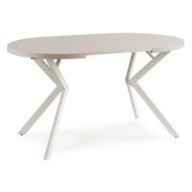Стіл розкладний круглий MEBEL ELITE LUGO 90(190)х90 см Кашемір/білий фотографія