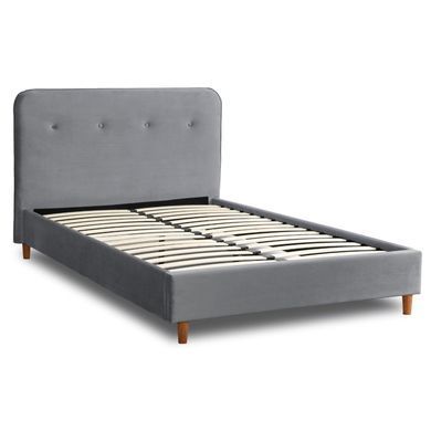 Ліжко оксамитове MEBEL ELITE DENNIS Velvet 120x200 Темно Сірий фотографія