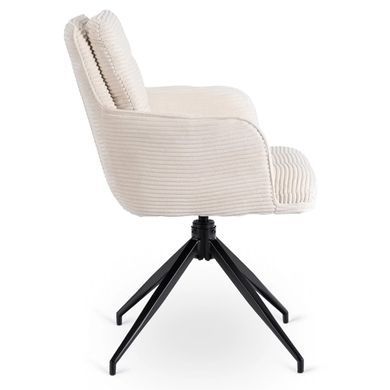 Комплект стіл MEBEL ELITE HAMPTON 160(240)х90 см, горіх/чорний та 4 кремових стільців AKITA фотографія