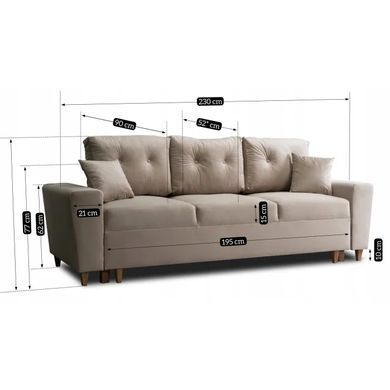 Диван 3-х местный бархатный MEBEL ELITE EMIL Velvet 230 см Бежевый фотография