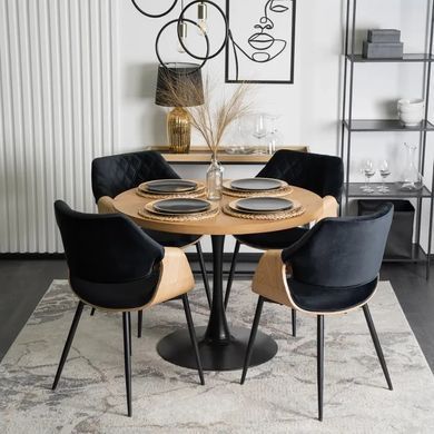 Стул бархатный MEBEL ELITE DAKOTA Velvet, Черный / Золотой дуб фотография