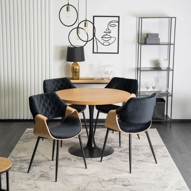 Стул бархатный MEBEL ELITE DAKOTA Velvet, Черный / Золотой дуб фотография