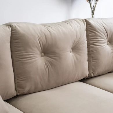 Диван 3-х местный бархатный MEBEL ELITE EMIL Velvet 230 см Бежевый фотография