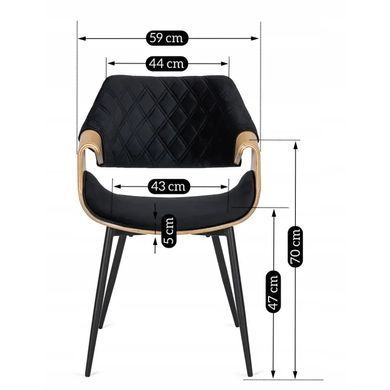 Стул бархатный MEBEL ELITE DAKOTA Velvet, Черный / Золотой дуб фотография