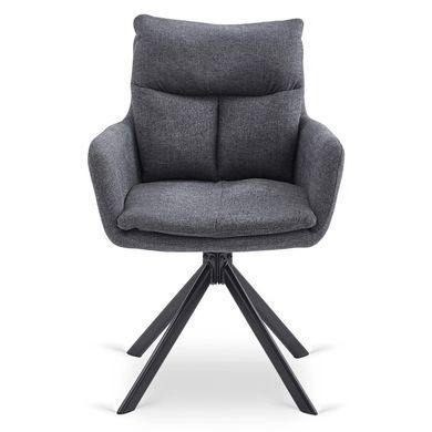 Комплект стіл MEBEL ELITE LUIGI 160(240)х90 см сірий мармур/чорний та 4 стільців PAUL темно-сірого кольору фотографія