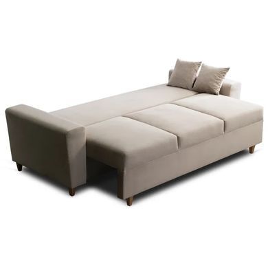 Диван 3-х местный бархатный MEBEL ELITE EMIL Velvet 230 см Бежевый фотография