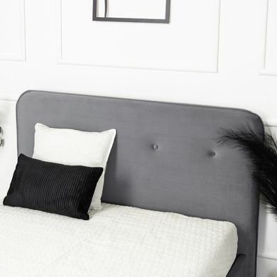 Ліжко оксамитове MEBEL ELITE DENNIS Velvet 120x200 Темно Сірий фотографія