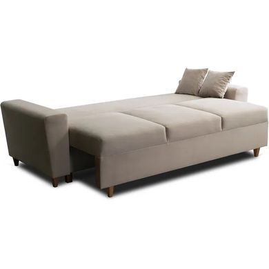 Диван 3-х местный бархатный MEBEL ELITE EMIL Velvet 230 см Бежевый фотография