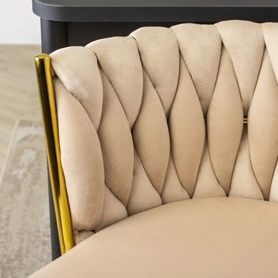 Барний стілець оксамитовий MEBEL ELITE FLORES 2 Velvet кремовий / золотий фотографія
