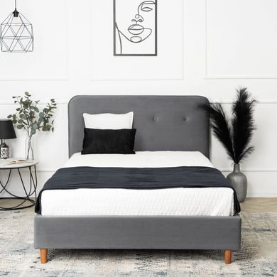 Ліжко оксамитове MEBEL ELITE DENNIS Velvet 120x200 Темно Сірий фотографія