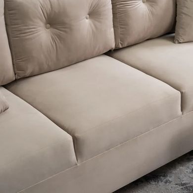 Диван 3-х местный бархатный MEBEL ELITE EMIL Velvet 230 см Бежевый фотография