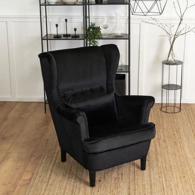 Кресло мягкое бархатное MEBEL ELITE KLARIS 2 Velvet Черный фотография