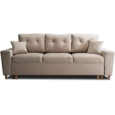 Диван 3-х местный бархатный MEBEL ELITE EMIL Velvet 230 см Бежевый фотография
