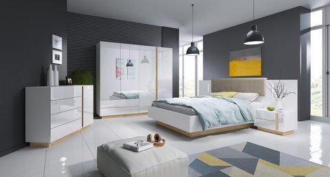 Спальня Perfect Home Арко / Arco Білий глянець/дуб грандсон фотографія