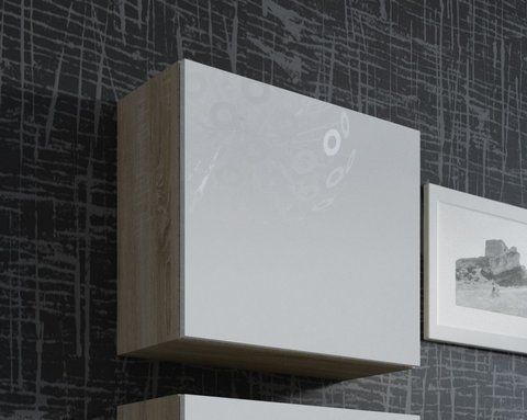 Вітрина підвісна VIGO Cama Квадрат 50x50 Дуб Сонома Мат / Білий Глянець фотографія