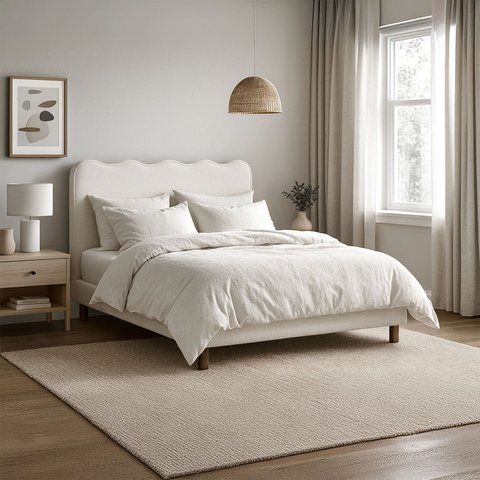 Ліжко двоспальне MEBEL ELITE IZMIR 160x200 см Кремовий фотографія