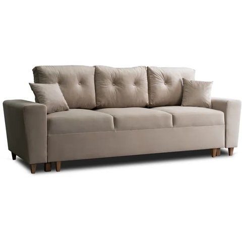 Диван 3-х местный бархатный MEBEL ELITE EMIL Velvet 230 см Бежевый фотография