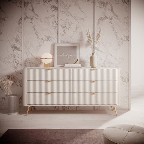 Комод Perfect Home Ланте/Lante с 6 ящиками и золотыми ножками 6S/163 Беж фотография