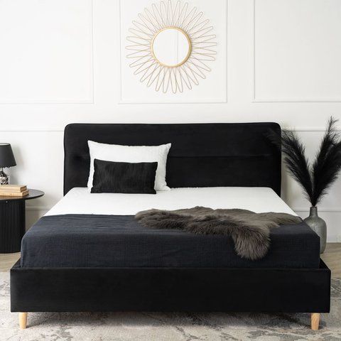Ліжко оксамитове MEBEL ELITE BOND Velvet 160x200см Чорний фотографія