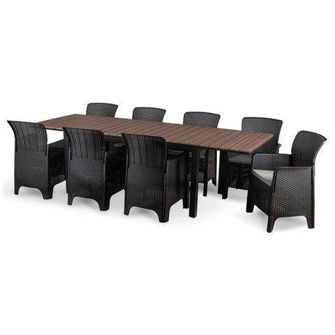Комплект садовой мебели MEBEL ELITE ARGOS 160-240 FRESNO 8 орех/черный