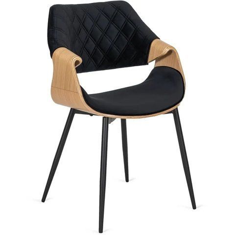 Стілець оксамитовий MEBEL ELITE DAKOTA Velvet, Чорний / Золотий дуб фотографія