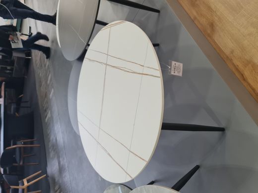 Журнальний столик KORA B Кераміка Signal 80x80 Ефект Мармуру Білий/Чорний /Чорний Мат фотографія