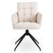 Комплект стіл MEBEL ELITE HAMPTON 160(240)х90 см, горіх/чорний та 4 кремових стільців AKITA