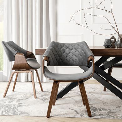 Стілець оксамитовий MEBEL ELITE LUISE Velvet Сірий/Горіх фотографія