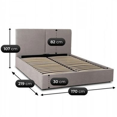 Кровать двуспальная MEBEL ELITE MARSYLIA 160x200 см Серая фотография