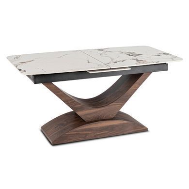 Стол раскладной MEBEL ELITE ALICANTE 160(200)х90 см Белый мрамор/Орех фотография