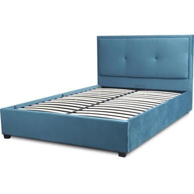 Ліжко двоспальне оксамитове MEBEL ELITE ANDRE Velvet 140x200 см Темно-синій фотографія