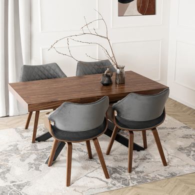 Стілець оксамитовий MEBEL ELITE LUISE Velvet Сірий/Горіх фотографія
