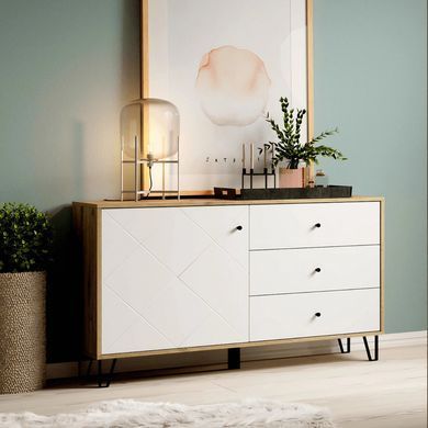 Комод MEBEL ELITE BACARDI 123 Дуб артизан / Білий фотографія
