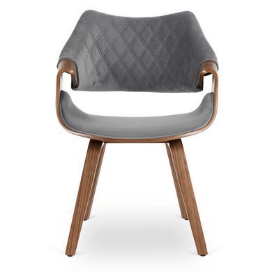 Стілець оксамитовий MEBEL ELITE LUISE Velvet Сірий/Горіх фотографія