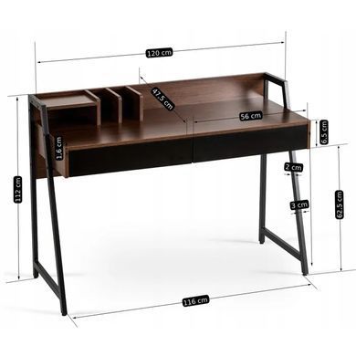 Письмовий стіл MEBEL ELITE CASS 120 см, коричневий / чорний фотографія