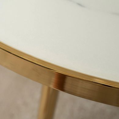 Стол круглый TINGA MEBEL ELITE 100X100 Белый мрамор/Золото фотография