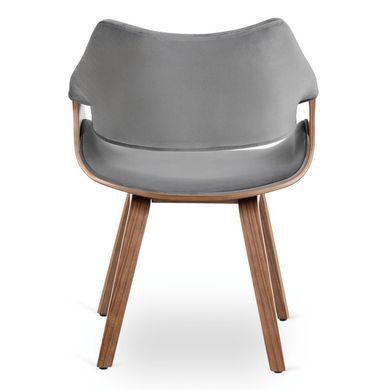 Стілець оксамитовий MEBEL ELITE LUISE Velvet Сірий/Горіх фотографія