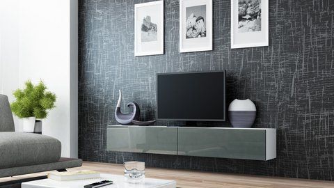 ТВ Тумба VIGO RTV Cama 140 Білий Мат / Сірий Глянець фотографія
