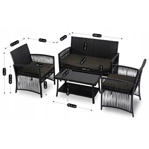 Комплект садових меблів MEBEL ELITE FILADELFIA Чорний